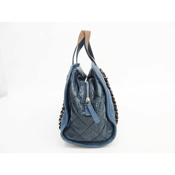 CHANEL In the Mix Bag Hand Shoulder Blue Leather x - Picture 3 of 8